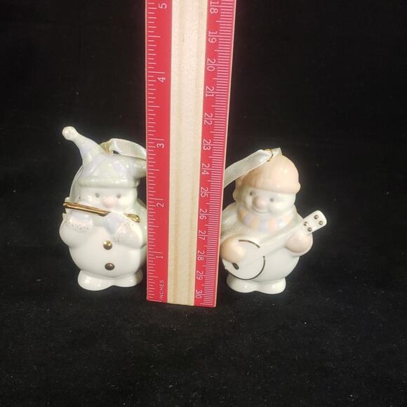 Lenox Musical Snowmen Ornaments Set of 3 Accordion Banjo Flute Gold Accents - Picture 6 of 6